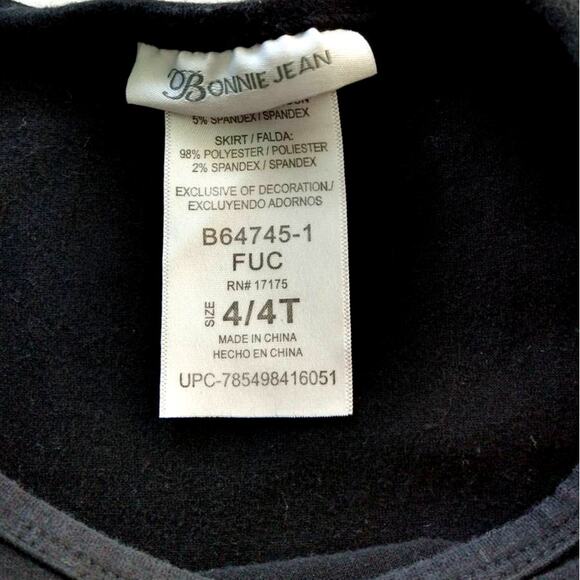 Bonnie Jean Party Dress Ruffles Short Sleeves Rhinestones Sequins Pink Black 4T - Picture 5 of 6